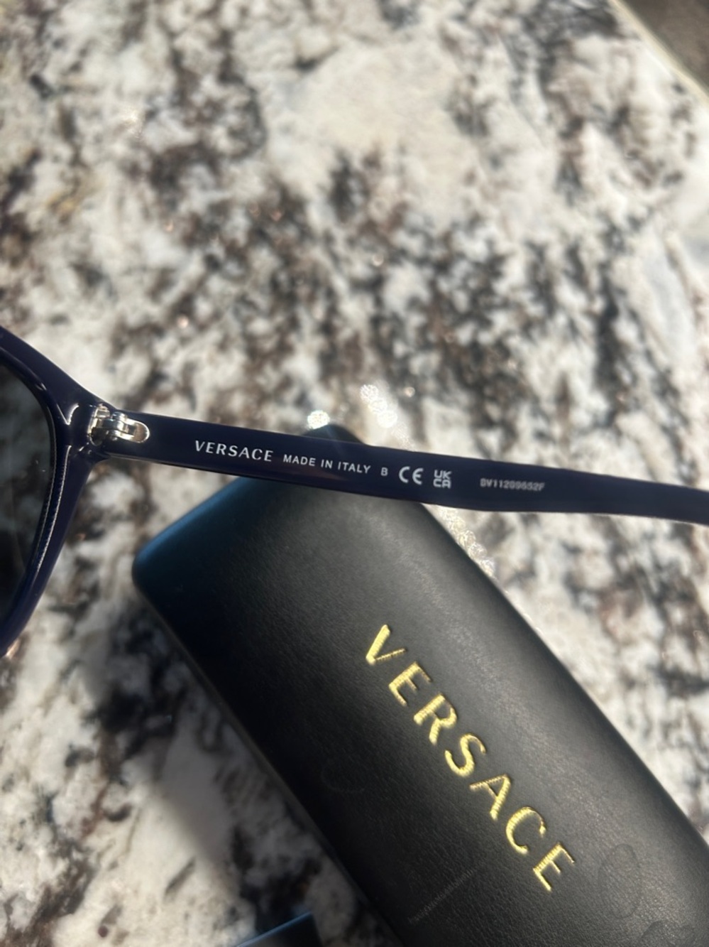 Versace Navy Blue Women's Sunglasses with Silver Medallion Accents New - Picture 5 of 8